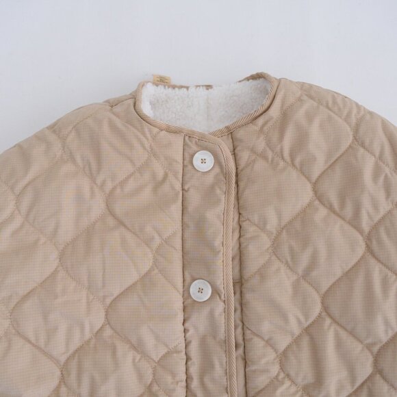 Levi's Marlowe Oversized Cream & Tan Reversible Sherpa Quilted Jacket  XS - Picture 10 of 14